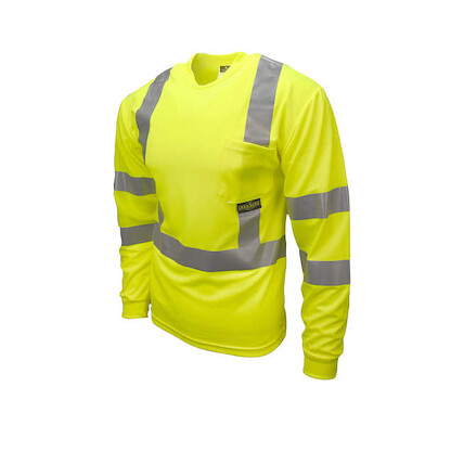 Radians Men's Class 3 Long Sleeve T-shirt with Max-Dri™ Hi-Vis Green - ST21-3PGS