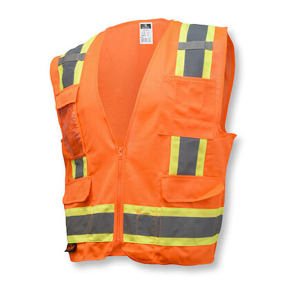Radians Men's Two Tone Surveyor Type R Class 2 Solid/Mesh Safety Vest Hi-Vis Orange - SV6O