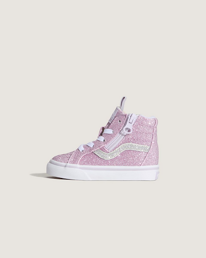Vans Kids Sk8-Hi Reissue Side Zip (Infant/Toddler) Sneaker, Glitter Lilac Mist