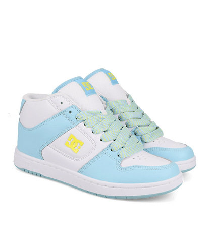 DC Shoes Women's Manteca 4 Mid Skate Shoe White/Light Blue/ Light Yellow - DC01871400-WHLBLY
