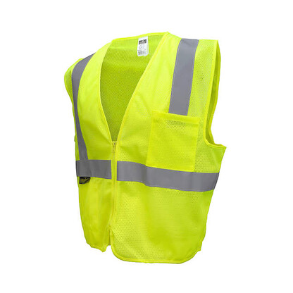 Radians Men's Economy Type R Class 2 Mesh Safety Vest with Zipper Hi-Vis Green - SV2ZGM