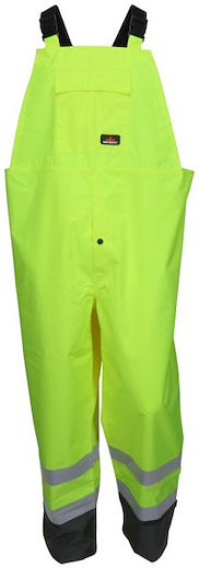 MCR SAFETY Unisex Luminator® Hi-Vis Lightweight Class E Bib Rain Pants Lime/Black - 508SBP