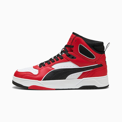 PUMA Men's Rbd Break Mid Court Shoes Puma Puma White/Puma Black/For All Time Red - 40241307