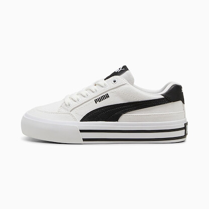 Puma Unisex Big Kids' Court Classic Vulc, Puma White-Puma Black