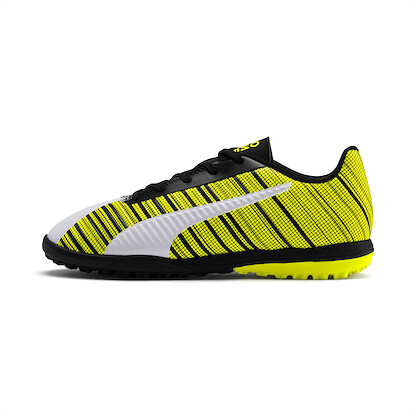 PUMA Unisex Kids' One 5.4 Jr Turf Training Soccer Cleats White/Black/Yellow - 10566203