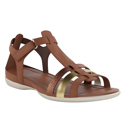 ECCO Women's Flash T-Strap Sandal Mink/Gold/Hammered Bronze - 240873-60871