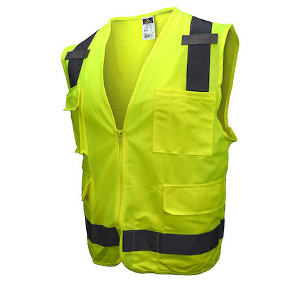 Radians Men's SV7 Surveyor Type R Class 2 Safety Vest Hi-Vis Green - SV7G