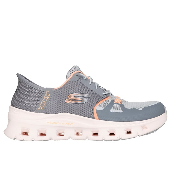 SKECHERS WORK Women's Slip-ins: Glide Step Pro Edrura Slip Resistant Hands Free Work Shoe Grey/Orange - 108261-GYOR