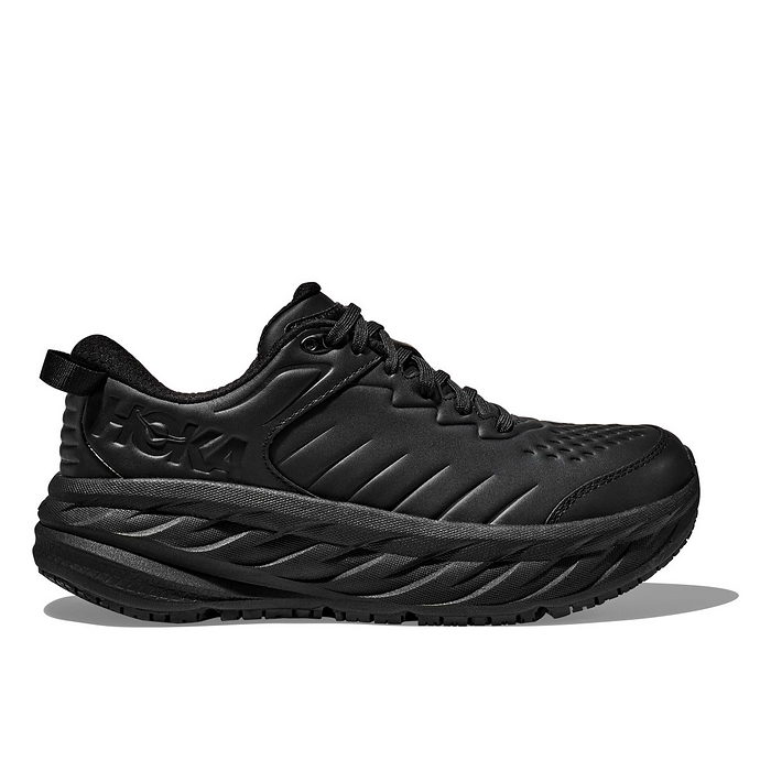 HOKA Men's Bondi SR Leather Slip Resistant Work Shoe Black/Black - 1110520-BBLC