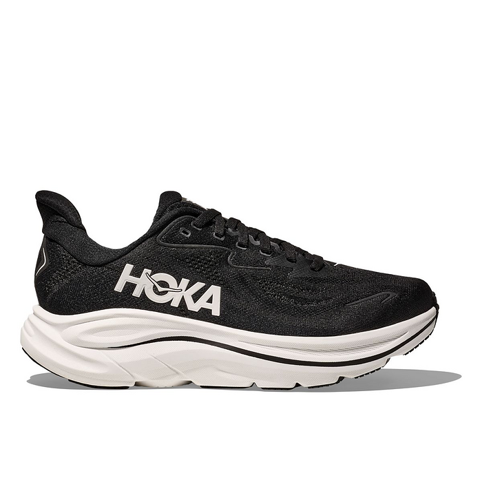 HOKA Men's Clifton 10 Wide Running Shoes Black/White - 1162032-BWHT
