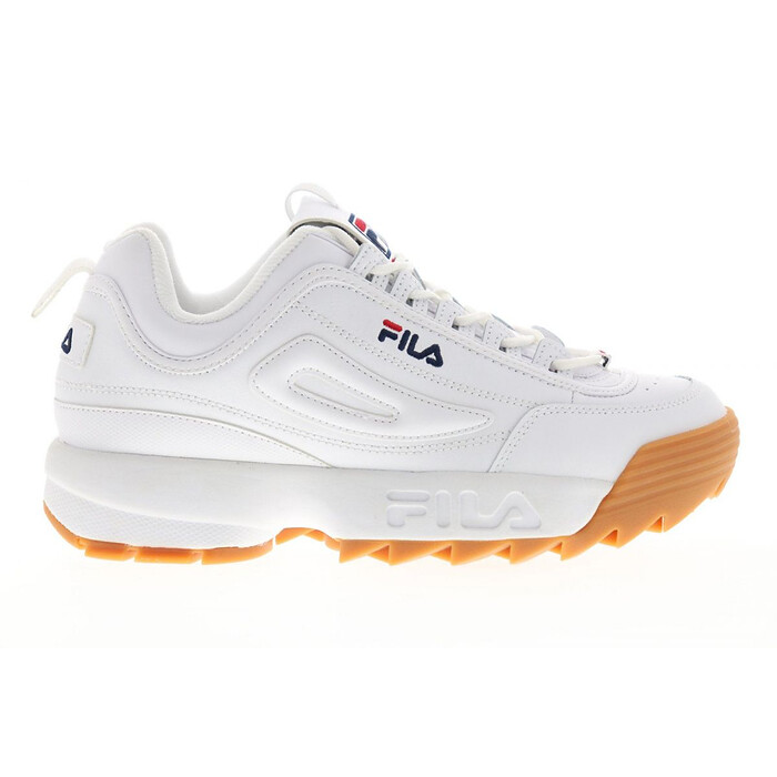 FILA Men's Disruptor II Premium Sneaker Whit/Fila Navy/Gum - 1FM00145-161