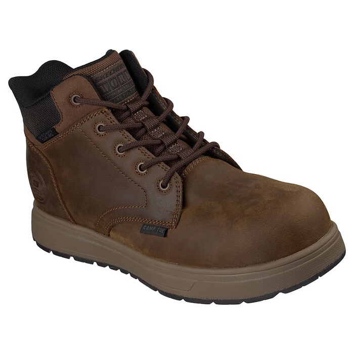 SKECHERS WORK Men's Cliff Composite Toe Slip-In Work Boot Brown - 200424-BRN