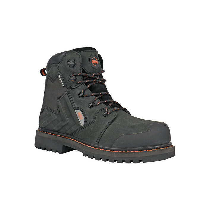 HOSS Men's 6" Bronc Composite Toe PR Waterproof Work Boot Black Buffalo Leather - 60145
