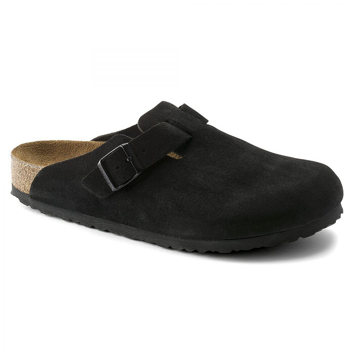 BIRKENSTOCK Unisex Boston Soft Footbed Black Suede (narrow width) - 0660473