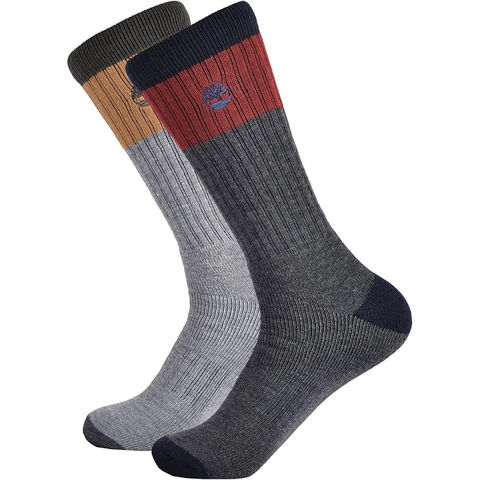 Timberland PRO Men's Colorblock Crew Socks Charcoal Heather (2 pairs) - 43TB182853TA-010