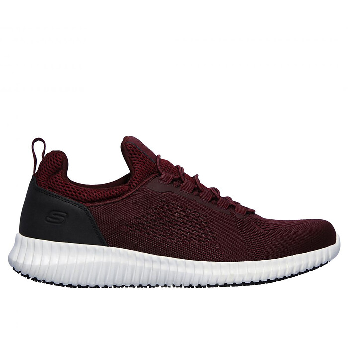 SKECHERS WORK Men's Relaxed Fit: Cessnock SR Soft Toe Slip Resistant Work Shoe Burgundy - 77188-BURG