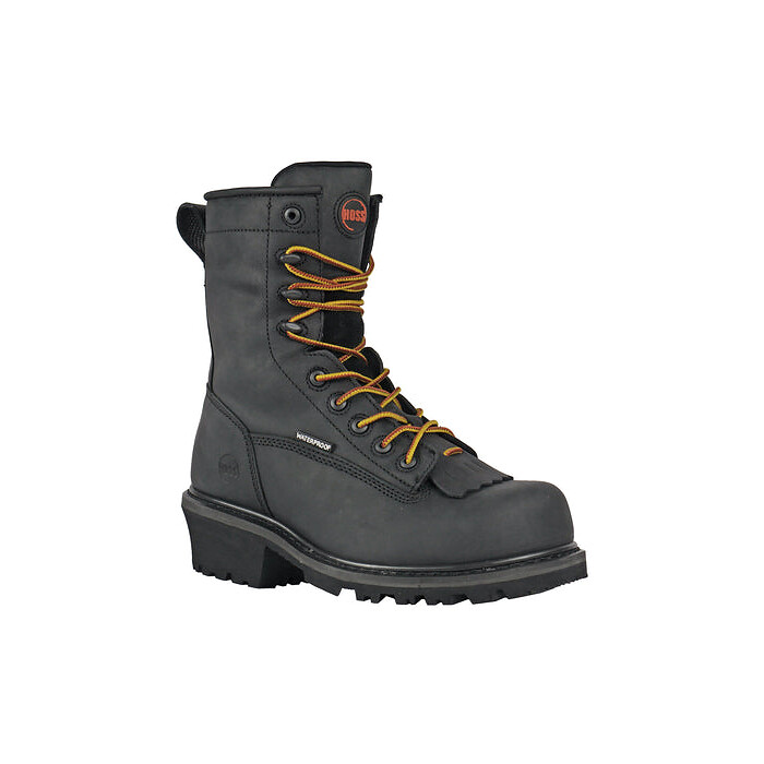 HOSS Men's 8" Cross Cut Composite Toe Waterproof Logger Work Boot Black - 80114