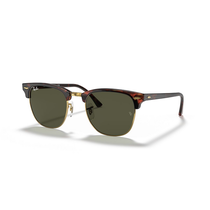 Ray-Ban Unisex Clubmaster Sunglasses Tortoise On Gold/G-15 Green (51 mm) - 0RB3016-W0366 51