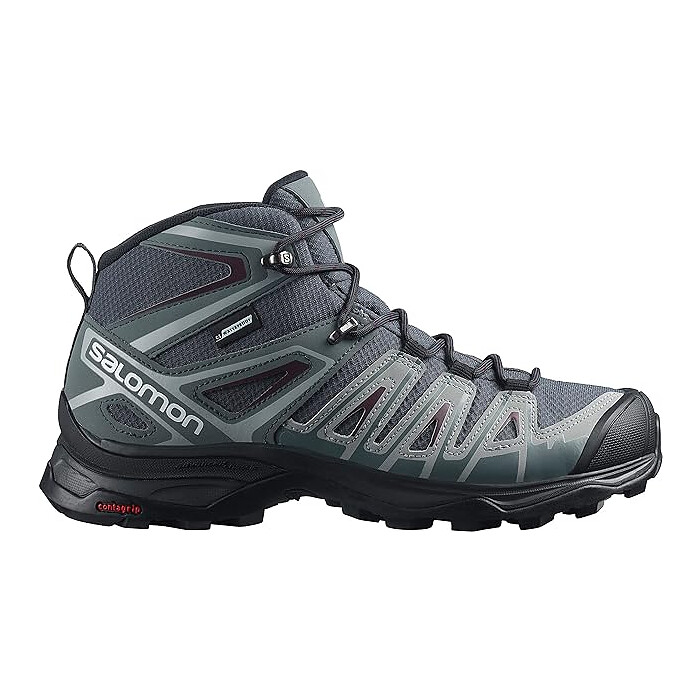 Salomon Women's X Ultra Pioneer Mid Waterproof Hiking Boot Ebony/Stormy Weather/Wine Tasting - L41671200