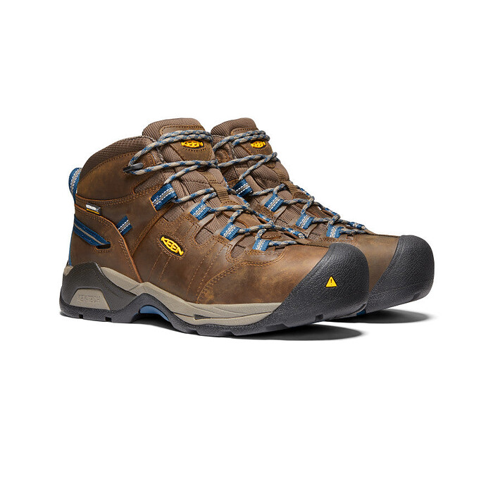 KEEN Utility Men's Detroit XT Steel Toe Waterproof Work Boot Cascade Brown/Orion Blue - 1020086
