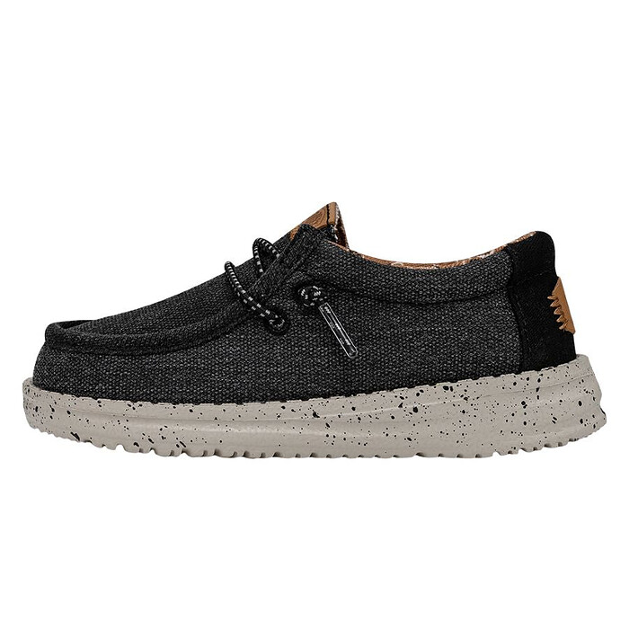 HEY DUDE Shoes Unisex Toddlers' Wally Washed Canvas Black - 40566-001