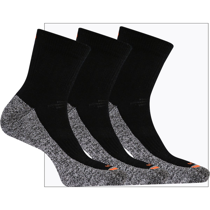 Merrell Unisex ComfortBase XS Repreve Lightweight Work Quarter Socks Black (3 pairs) - MEA33642Q3B2001-BLACK