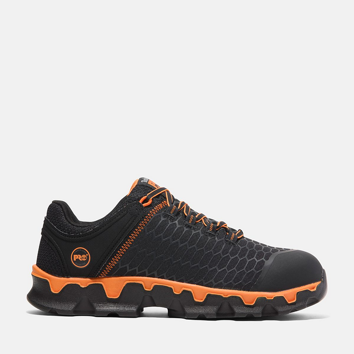 Timberland PRO Men's Powertrain Sport Alloy Toe EH Work Shoe Black/Orange - TB1A1B6S001