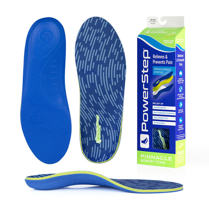 PowerStep Unisex Pinnacle Memory Foam Neutral Arch Supporting Cushioned Insoles Green (1 pair) - 5018-01