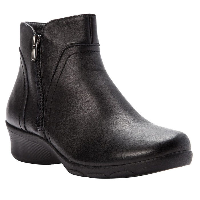 Propet Women's Waverly Double-Zip Ankle Boot Black Leather - WFX085LBLK