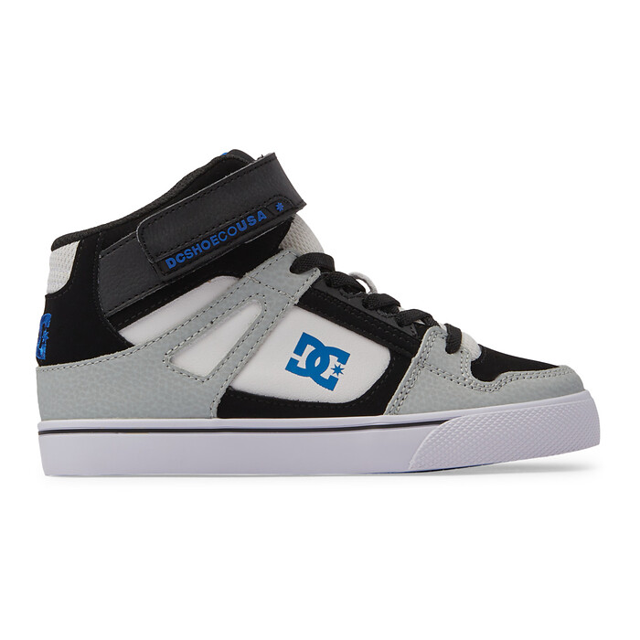 DC Shoes Unisex Kids' Pure High Elastic Lace High-Top Shoes White/Grey/Blue - ADBS300324-HYB