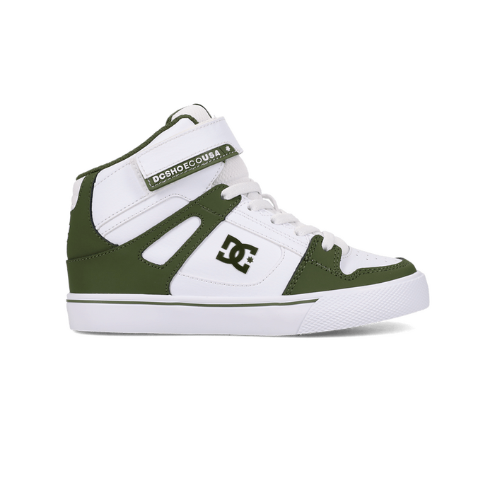 DC Shoes Unisex Pure Hi Top EV Skate Shoe White/Olive - DC01795301-WHTOLV