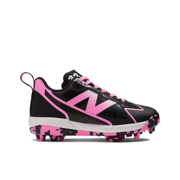 New Balance Kids' Romero Duo V2 Black/Pink Rubber Molded Baseball Shoe - SJROMPK2