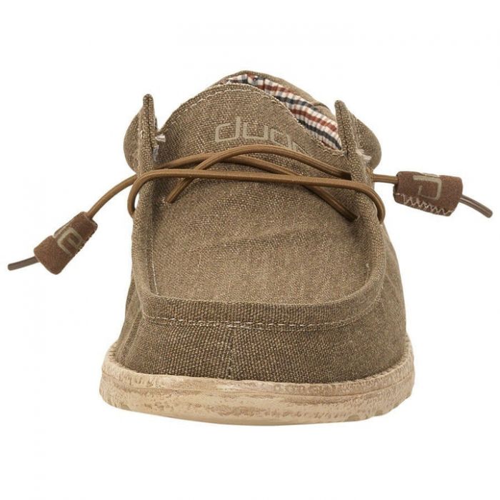 HEYDUDE Heren Wally Canvas - Casual instappers - Mocassin-stijl - Bruin, 44 EU