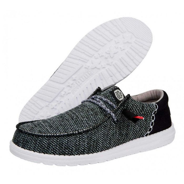 HEY DUDE Shoes Men's Wally Funk Open Mesh Black/White - 40898-066
