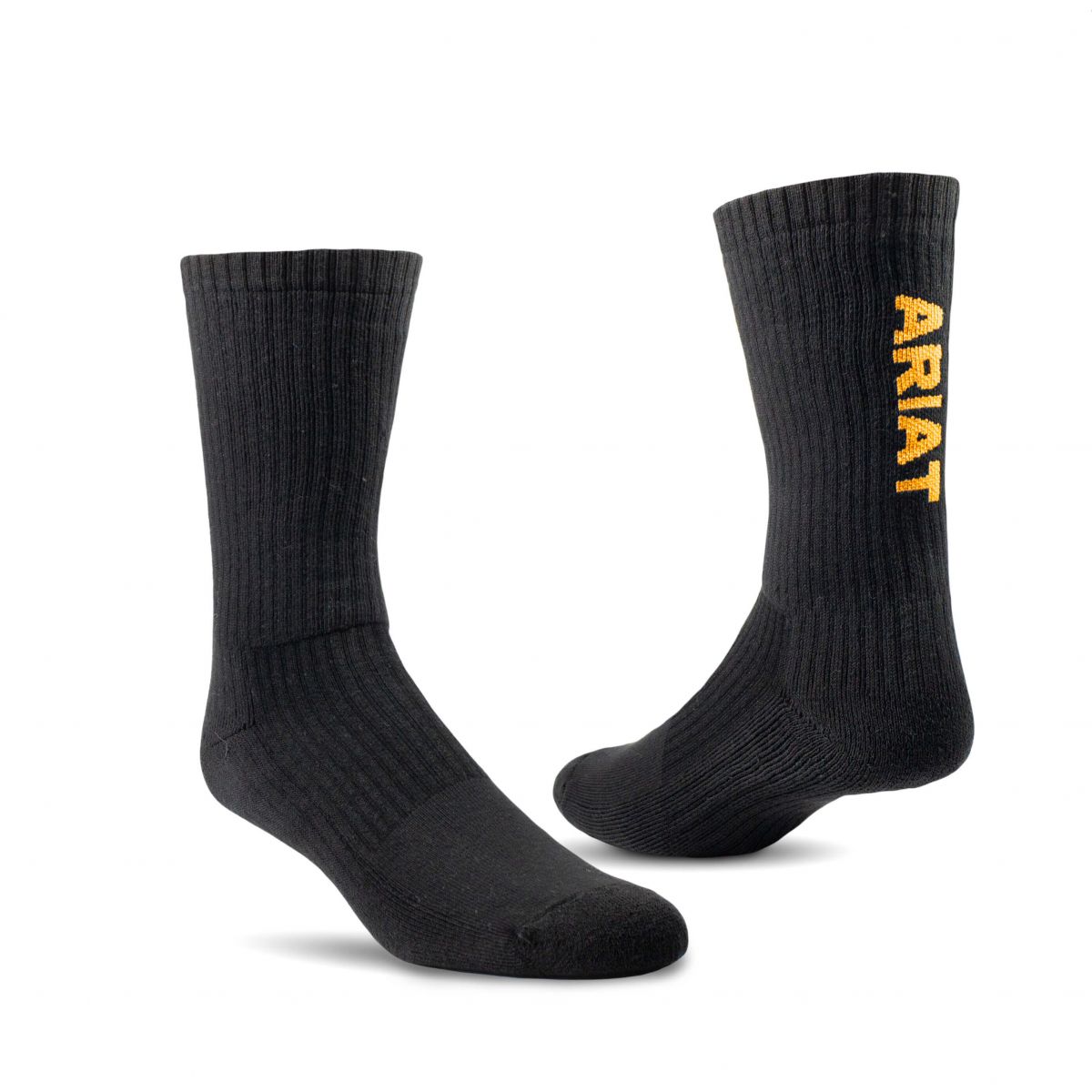 オリジナル ARIAT Unisex Premium Ringspun Cotton Crew Work Socks Black 3-Pair