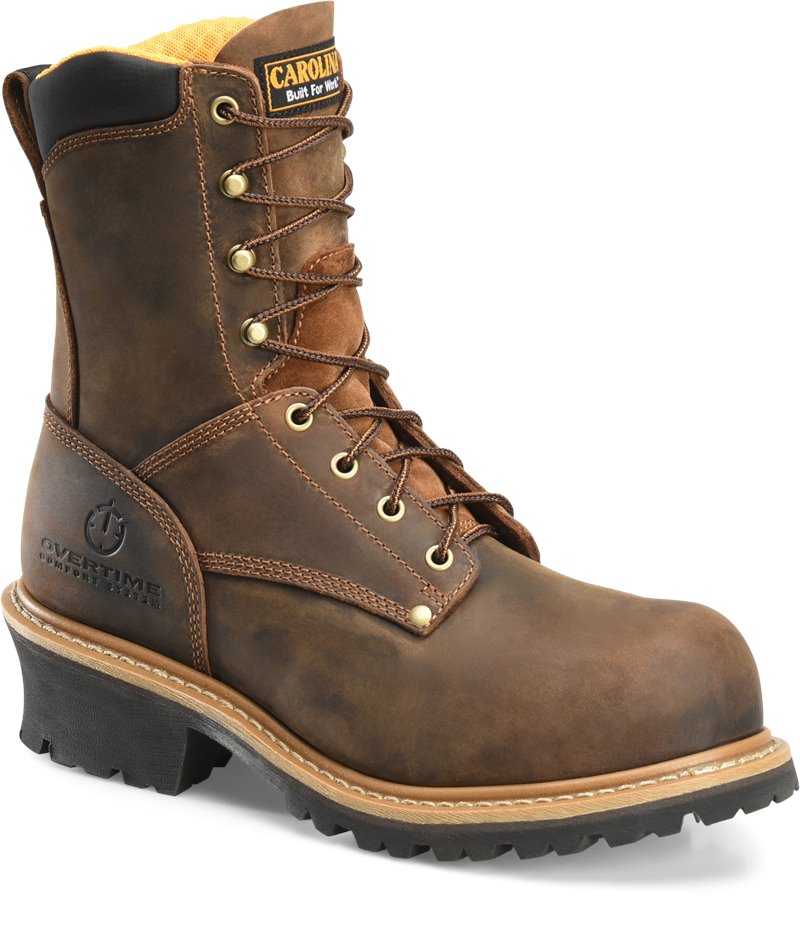 Pre-owned Carolina Men's 8" Poplar Soft Toe Logger Work Boot Brown - Ca9053, Dark Brown