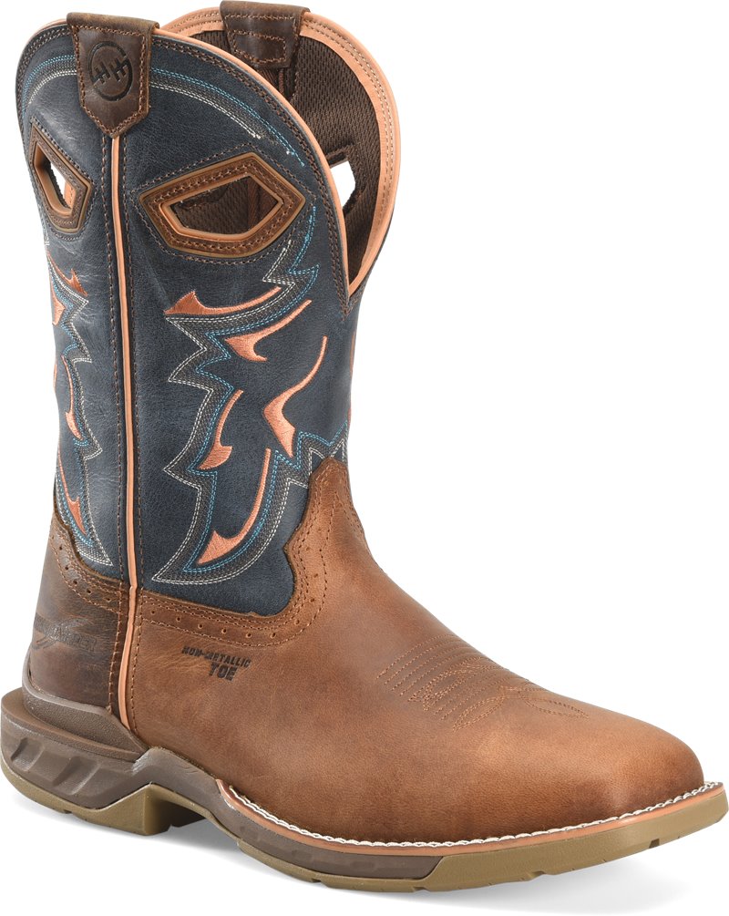 Pre-owned Double-h Boots Men's 11" Troy Phantom Rider Wide Square Composite Toe Roper Work In Medium Bro
