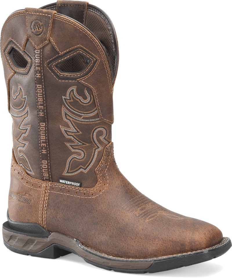 Pre-owned Double-h Boots Men's Wilmore 11” Waterproof Wide Square Toe Roper Non-metallic S In Medium Bro