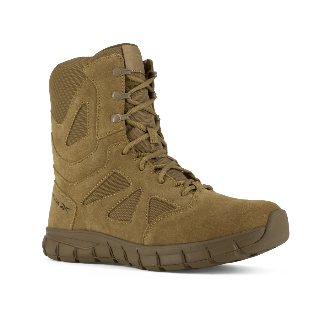 Pre-owned Reebok Work Men's 8" Sublite Cushion Soft Toe Tactical Boot With Side Zipper Coy In Coyote